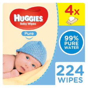 Huggies Pure Baby Wipes 4 x 56