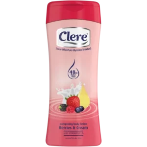 Clere Tissue Oil & Pure Glycerine Enriched Berries & Cream Pampering Body Lotion Bottle 400ml