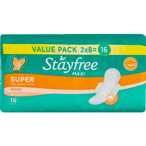 Stayfree Sanitary Pads Maxi Super Long Thick Wings Scented Pack Of 16
