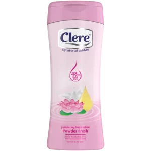 Clere Glycerine Gel Enriched Powder Fresh Pampering Body Lotion Bottle 400ml