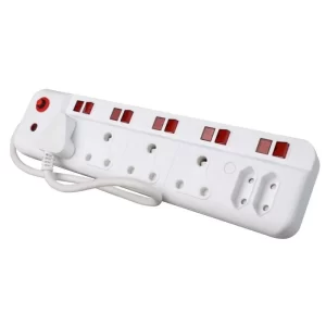 Ellies 6 Way Switched illuminated Multiplug (4X16A/2X5A)