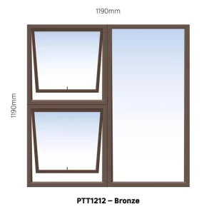 Bronze Aluminium PTT1212 Window With Clear Glass 1200 x 1200mm