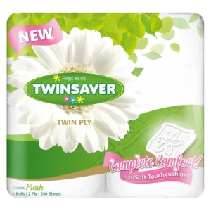 Twinsaver Toilet Rolls 2Ply 4S White