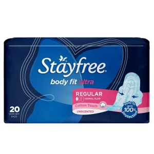 Stayfree Body Fit Ultra Regular Cotton Touch Unscented Sanitary Pads 20 Pack
