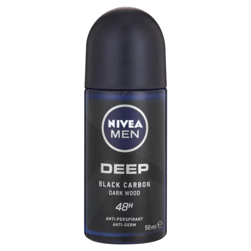 Nivea Men Deep Black Carbon Darkwood Anti-Perspirant Roll-On 50ml