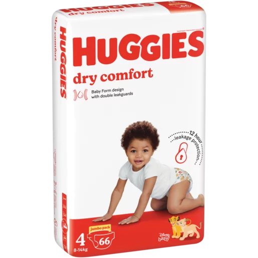 Huggies Dry Comfort Size 4 Jumbo Nappies 66 Pack