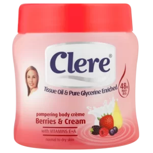 Clere Tissue Oil & Pure Glycerine Enriched Berries & Cream Pampering Body Crème Tub 300ml