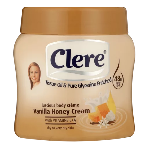 Clere Vanilla Honey Cream Luscious Body Cream Tub 500ml