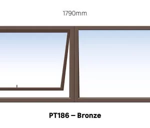 Bronze Aluminium PT186 Window With Clear Glass 1800 x 600mm