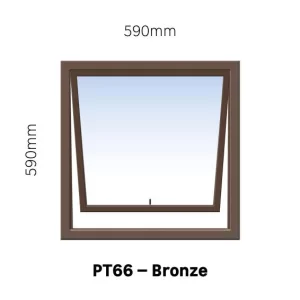 Bronze Aluminium PT66 Window With Clear Glass 600 x 600mm
