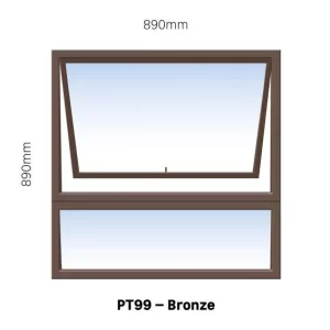 Bronze Aluminium PT99 Window With Clear Glass 900 x 900mm