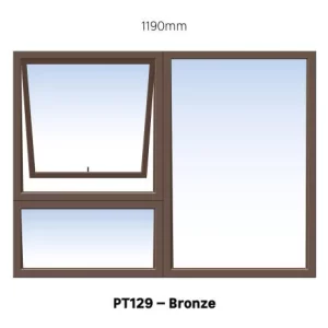 Bronze Aluminium PT129 Window With Clear Glass 1200 x 900mm