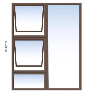 Bronze Wind Aluminium PTT1215 Window With Clear Glass 1200 x 1500mm