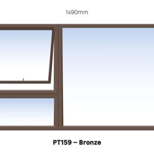 Bronze Aluminium PT159 Window With Clear Glass 1500 x 900mm