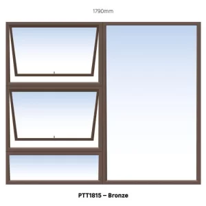 Bronze Aluminium PTT1815 Window With Clear Glass 1800 x 1500mm
