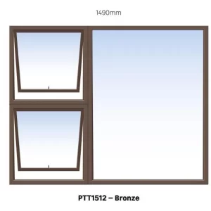 Bronze Aluminium PTT1512 Window With Clear Glass 1500 x 1200mm